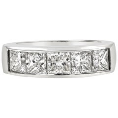 Roman Malakov 2.51 Carat Princess Cut Diamond Five-Stone Wedding Band Ring