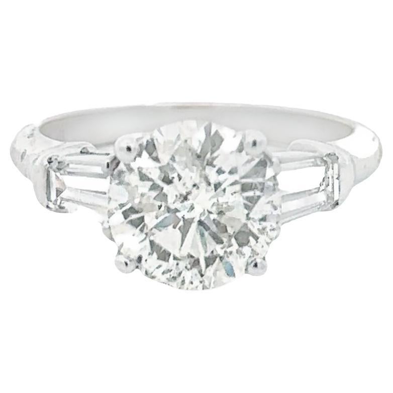 2.51 Carat Round Brilliant Cut Diamond Engagement Ring For Sale