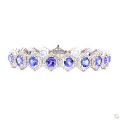 2.51 Carat Round Brilliant Cut Diamond Tanzanite Gold Bracelet