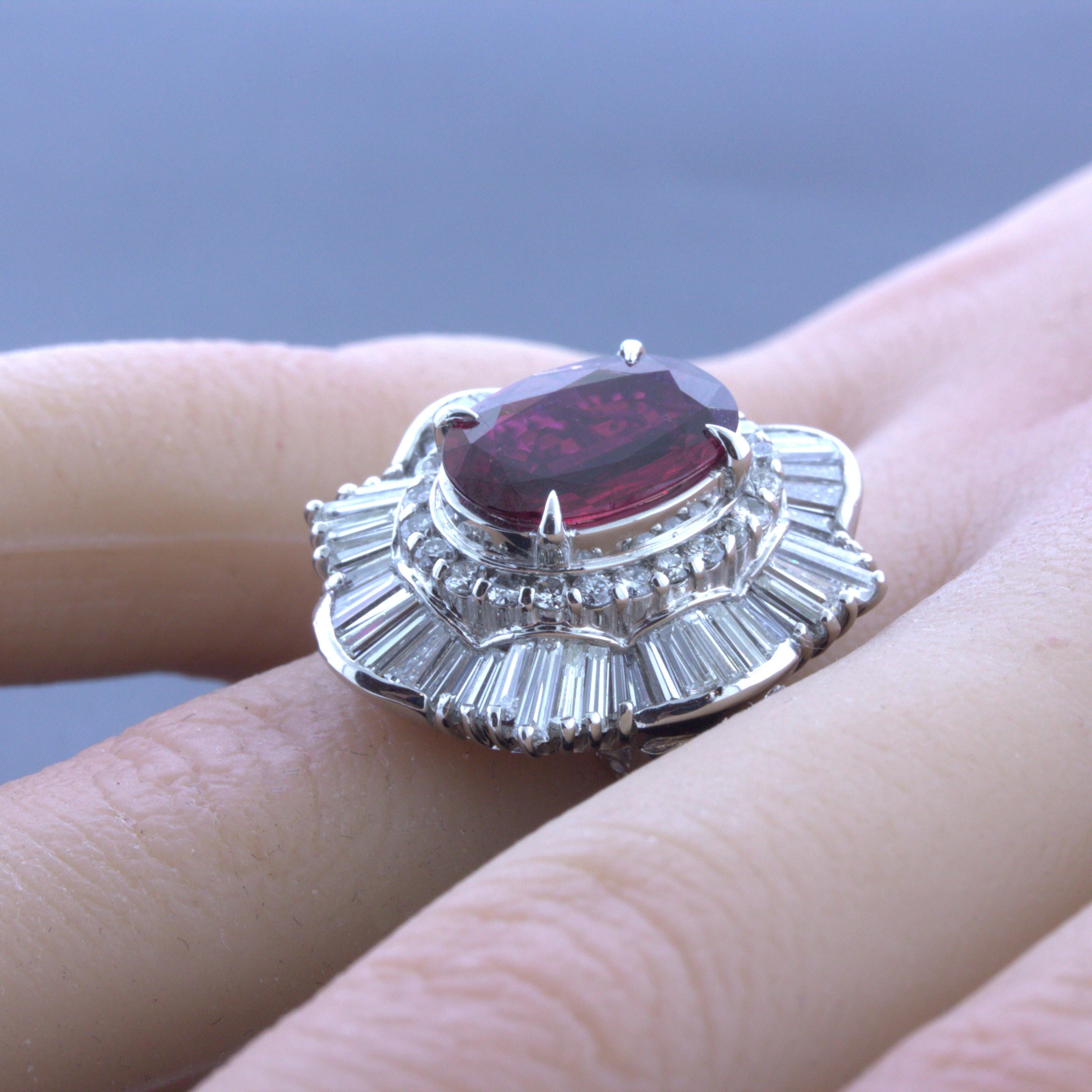 Women's 2.51 Carat Ruby Diamond Platinum Ring For Sale