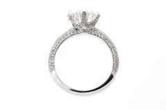 2.51 Carat Six Prong Diamond Encrusted Pave Engagement Ring 'GIA'