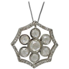 Collier de diamants blancs de 2,51 carats de taille rose en or blanc 18 carats