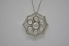 2,51 Karat Weißer Diamant-Halskette aus 18 Karat Weißgold mit Rosenschliff