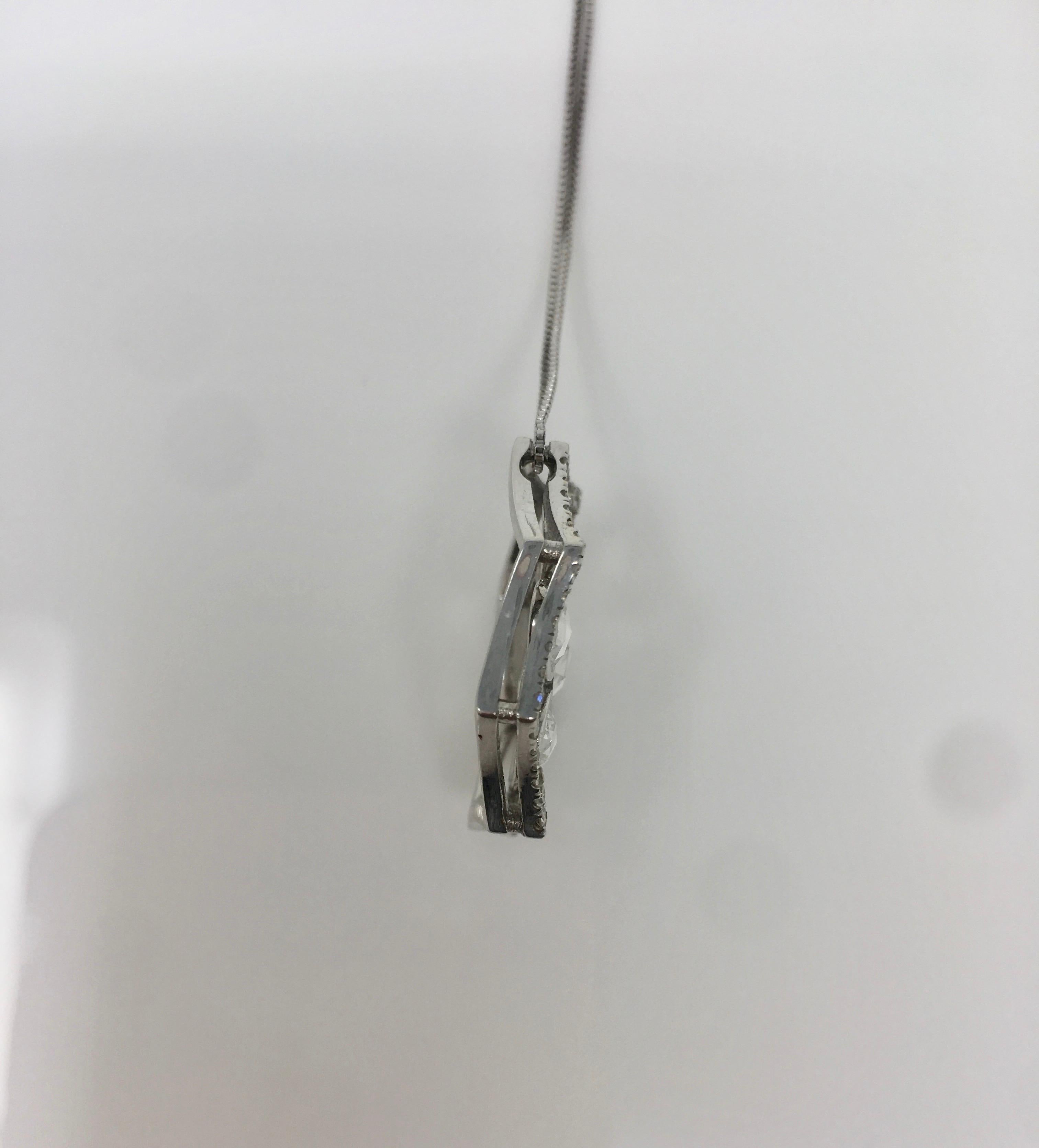 Collana di diamanti bianchi taglio rosa da 2,51 carati in oro bianco da 18 carati in vendita 1