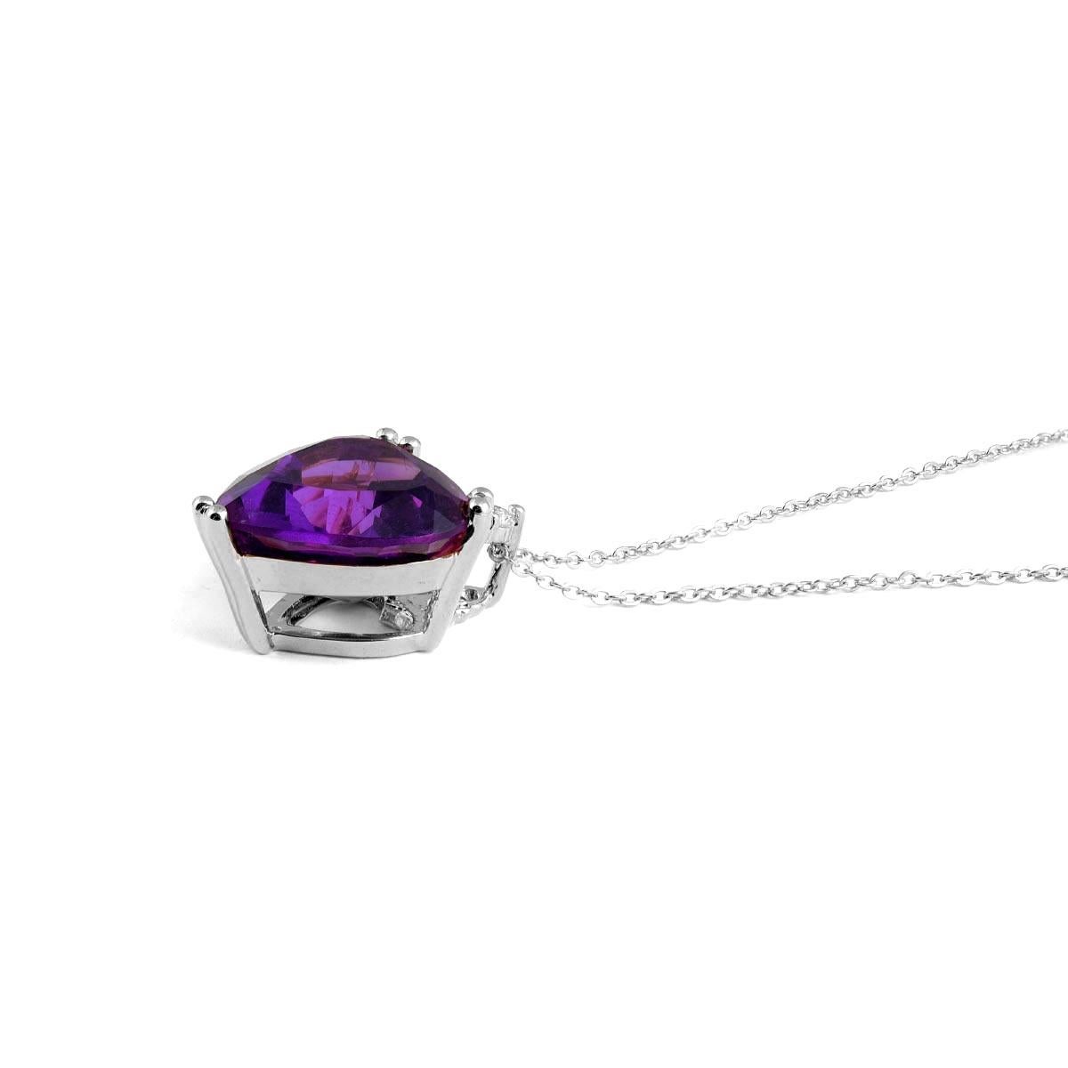 Mixed Cut 2.51 Carats AAA Natural Amethyst Diamonds set in 14K White Gold Pendant For Sale