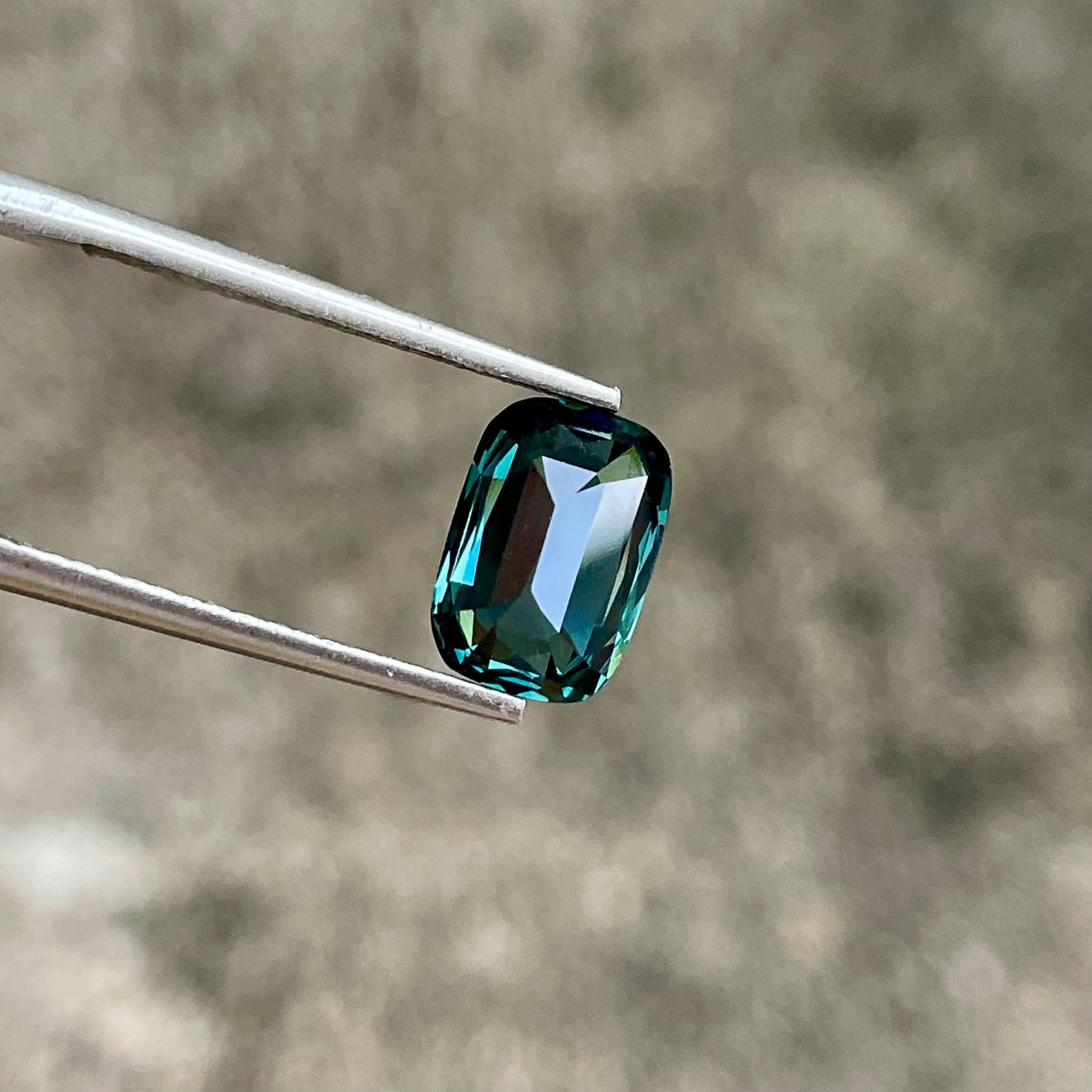 Modern 2.51 carats Teal Blue Spinel Stone Cushion Cut Natural Sri Lankan Gem For Sale