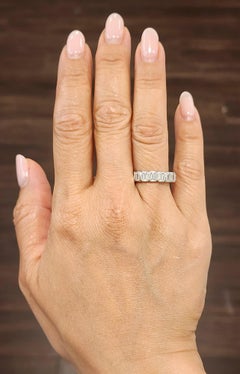 Gorgeous 2.51 ct Emerald Cut Bezel Set Diamond Eternity Ring