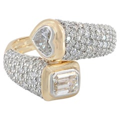 2,51 ct Labor Diamant Toi et Moi Bypass Ring Herz Smaragd 14K Gold Geschenk für Sie