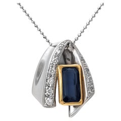 2.51 ct Natural Blue Sapphire and 0.19 ct Natural White Diamonds Pendant