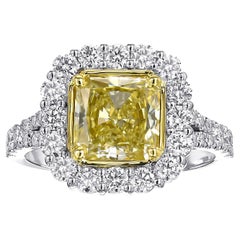 2.51 Ctw Carat Fancy Diamond, 18 Kt, White Gold, Yellow Gold, Ring