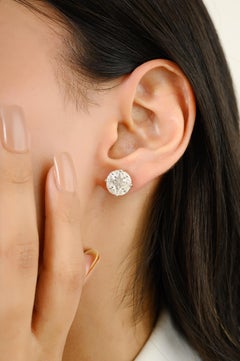 2.51 CTW Fine Diamond Cluster Solitaire Stud Earrings in 18k White Gold