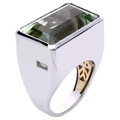 14k White Gold Green  Quartz Ring