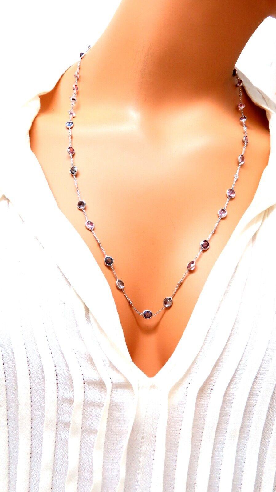 25,10ct mehrfarbige natürliche Spinell Diamanten Yard Halskette 25 Zoll 14kt Gold im Angebot 3