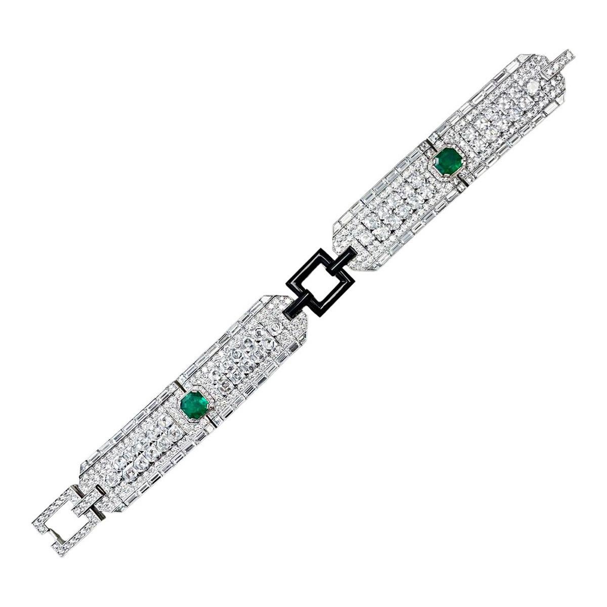Bracelet de 25,12 carats de diamants taillés en Ascher et d'émeraudes Excellent état - En vente à Miami, FL