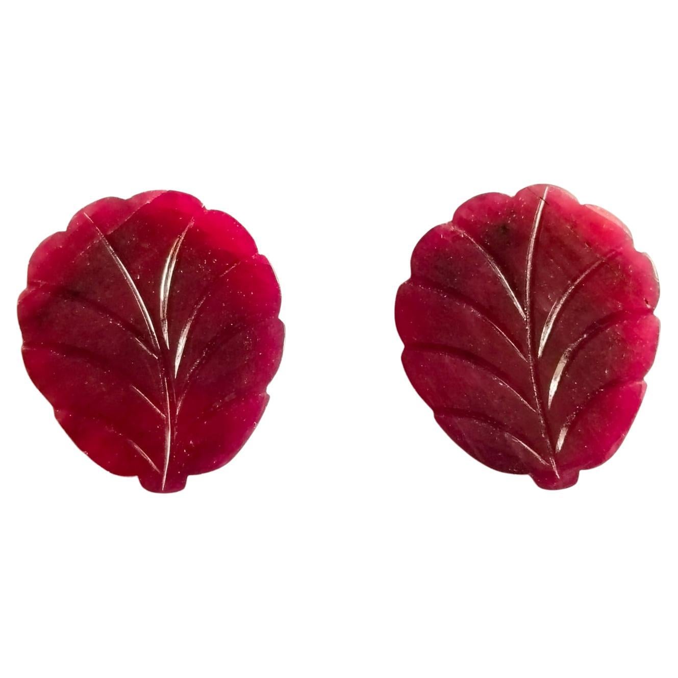 Natural Ruby Carving Leaf Pair Gemstone.
25.14 Carat with a elegant Red color and excellent clarity. Also has an excellent fancy Carving Leaf with ideal polish to show great shine and color . It will look authentic in jewelry. The dimensions of the