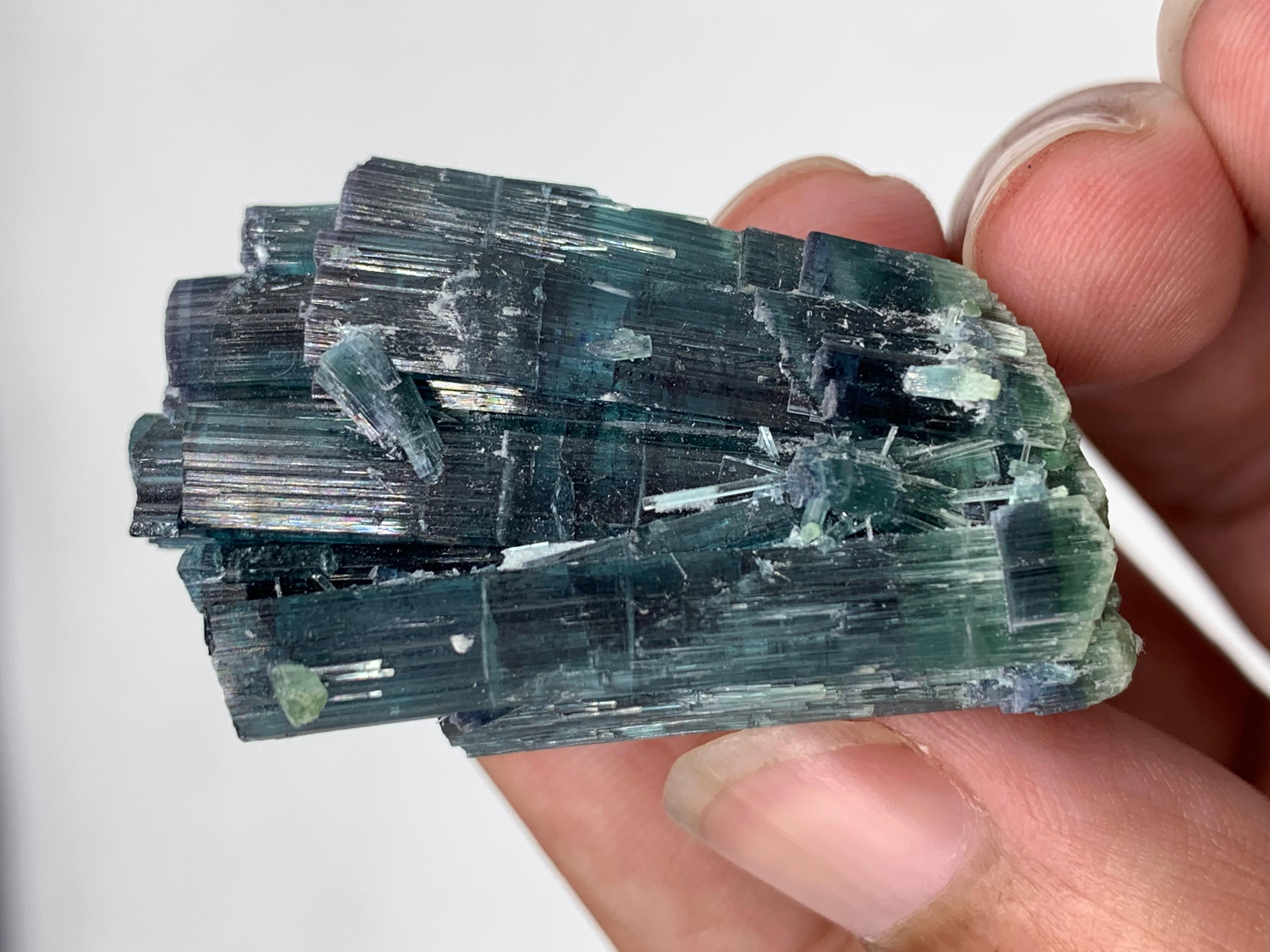 25.15 Gram Amazing Indicolite Blue Tourmaline Cluster From Kunar, Afghanistan  For Sale 2