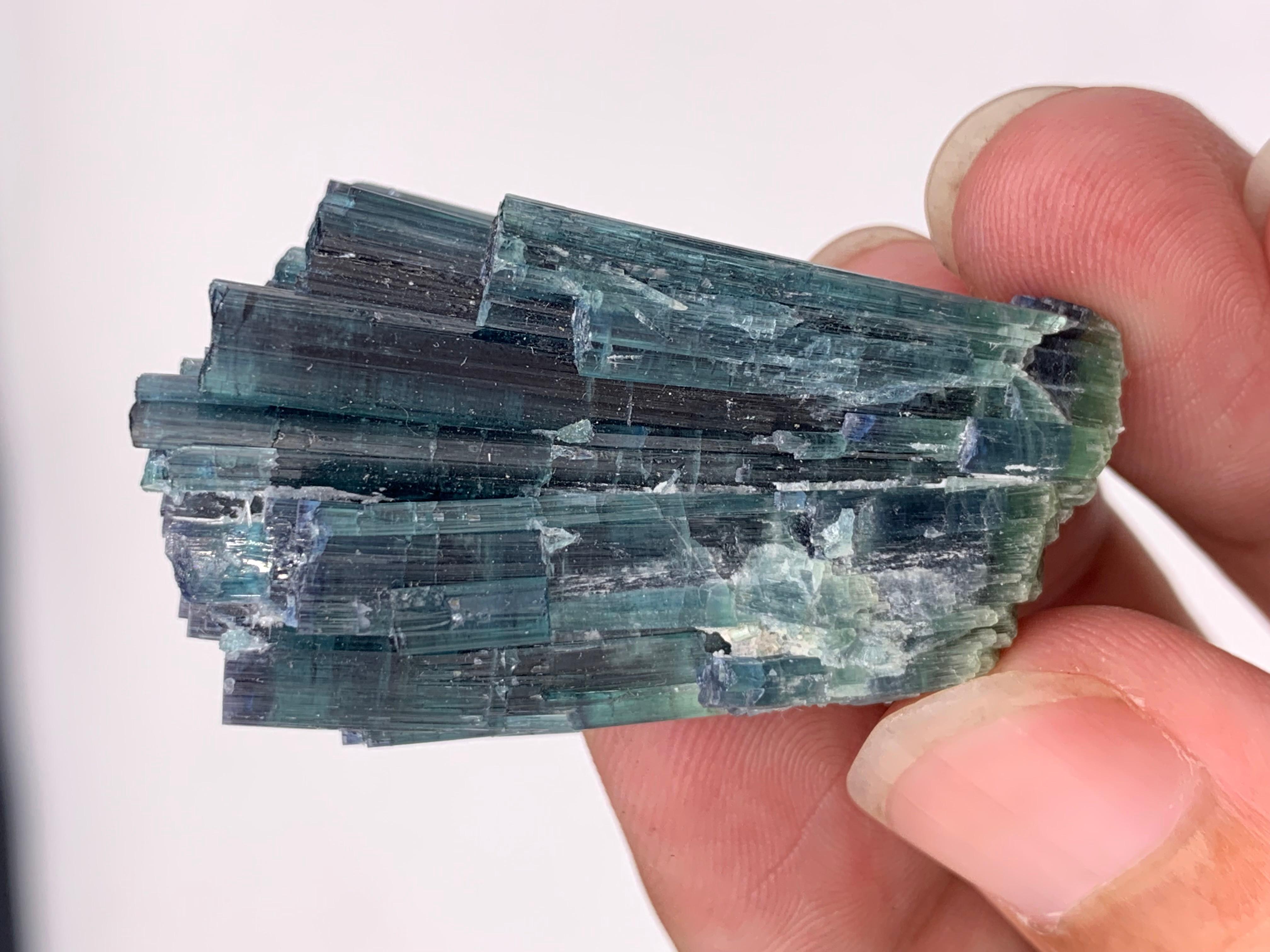 25.15 Gram Amazing Indicolite Blue Tourmaline Cluster From Kunar, Afghanistan  For Sale 3