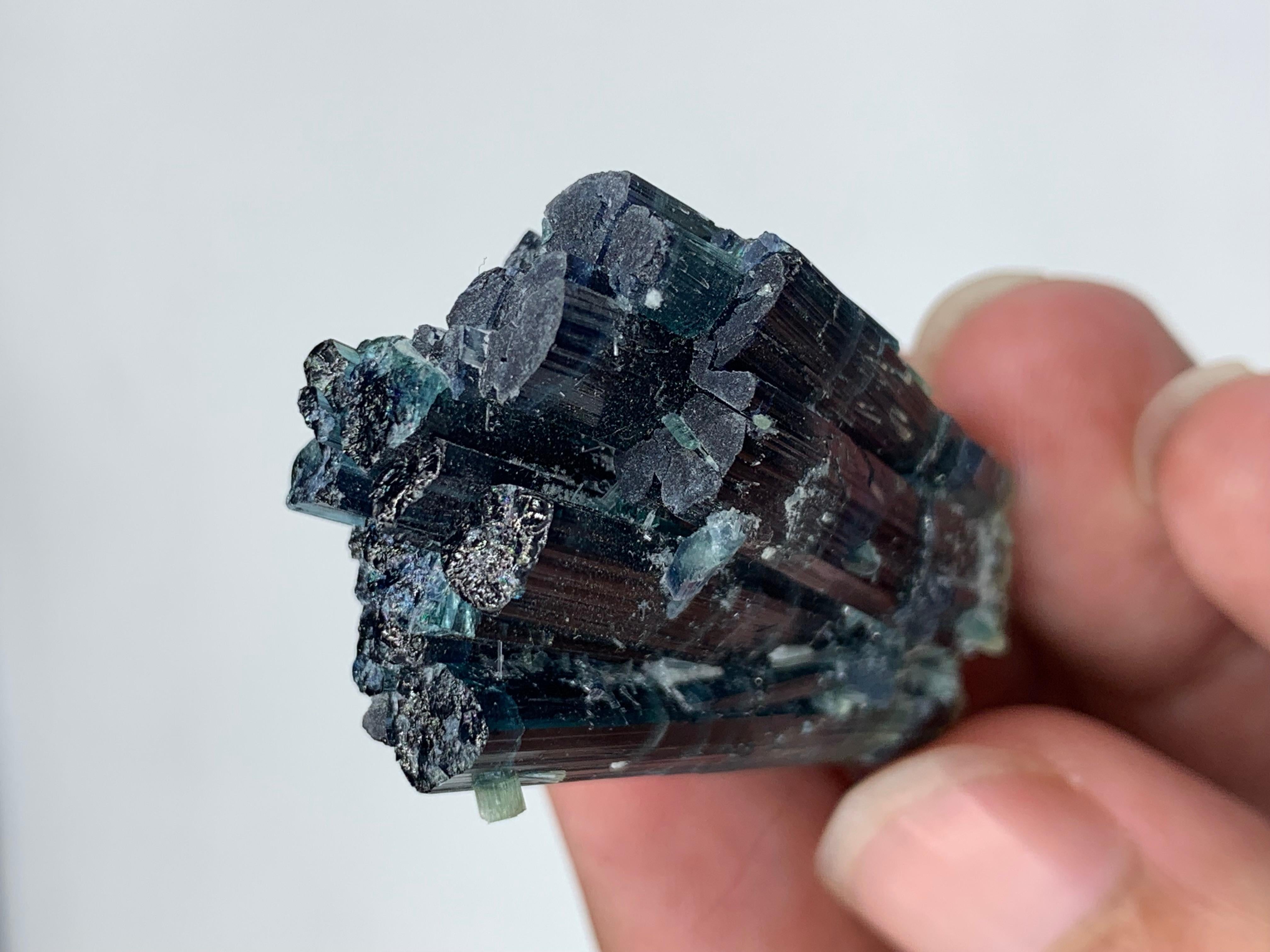 25.15 Gram Amazing Indicolite Blue Tourmaline Cluster From Kunar, Afghanistan  For Sale 5