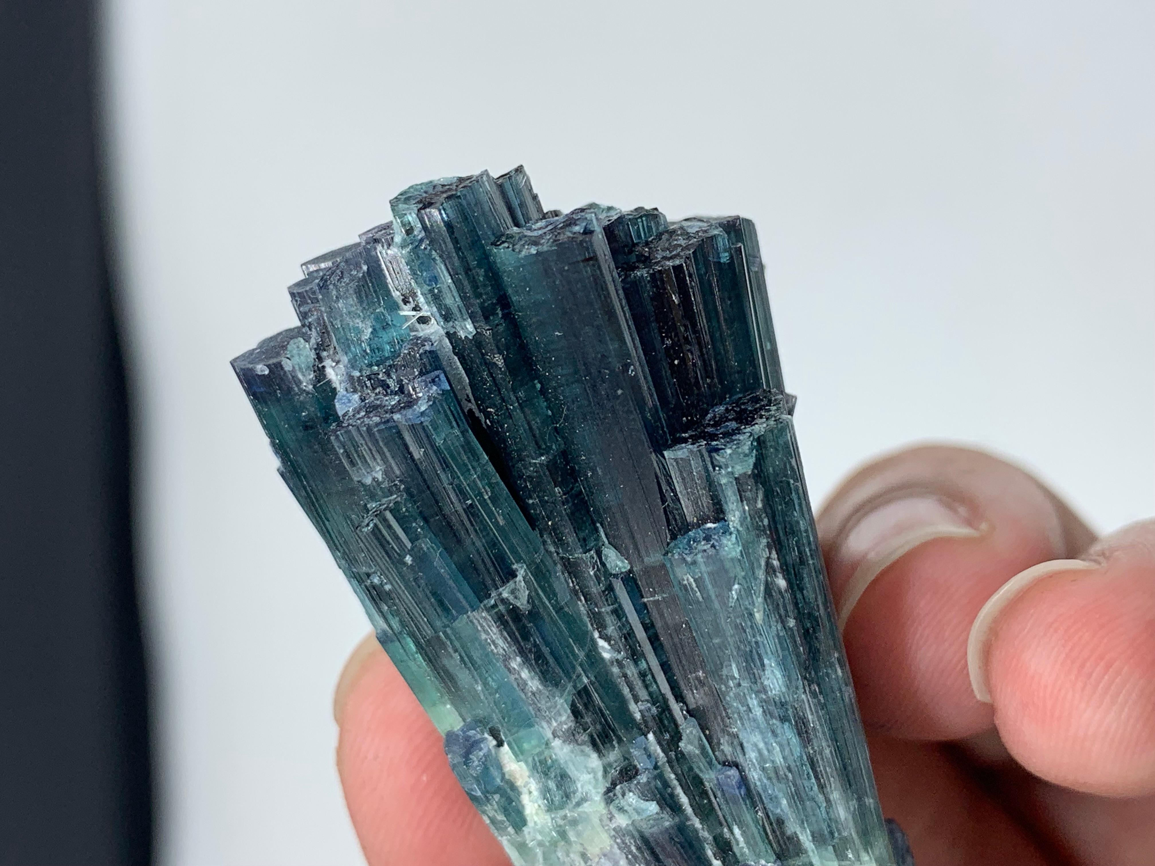 25.15 Gram Amazing Indicolite Blue Tourmaline Cluster From Kunar, Afghanistan  For Sale 8
