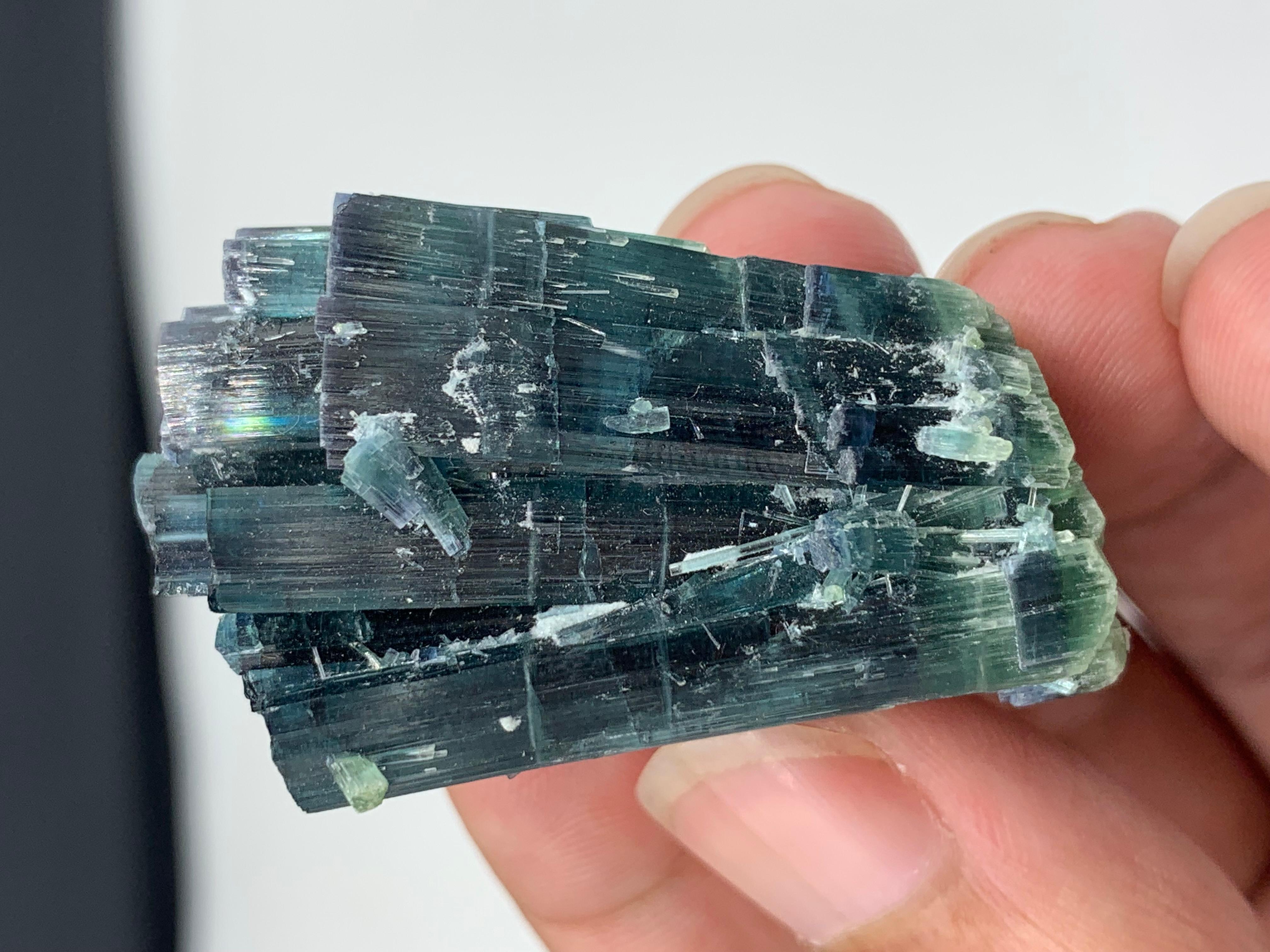25.15 Gram Amazing Indicolite Blue Tourmaline Cluster From Kunar, Afghanistan  For Sale 10