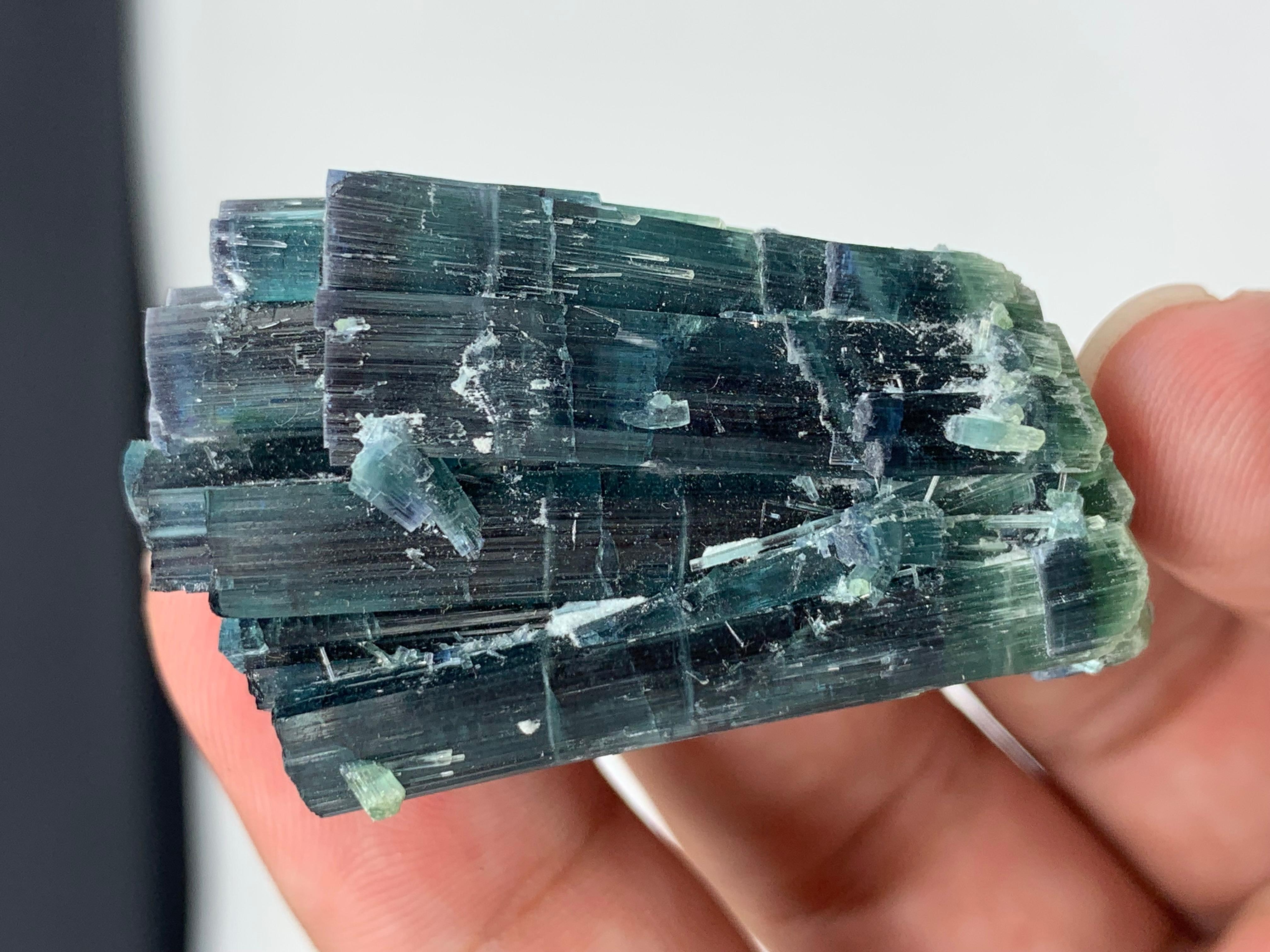 25.15 Gram Amazing Indicolite Blue Tourmaline Cluster From Kunar, Afghanistan  For Sale 12
