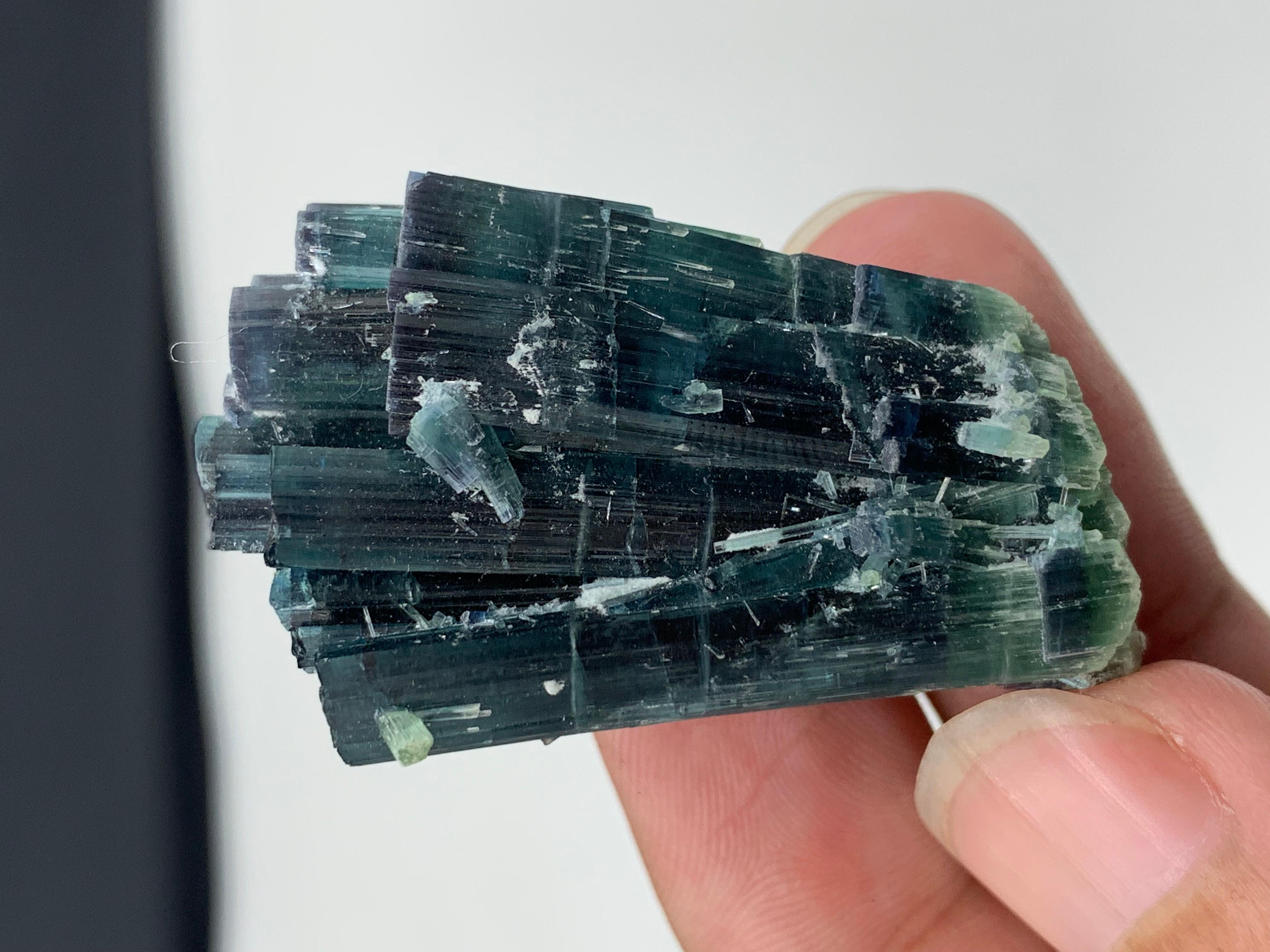 Rock Crystal 25.15 Gram Amazing Indicolite Blue Tourmaline Cluster From Kunar, Afghanistan  For Sale