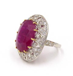 25.16ct Burma Ruby Diamond Platinum Ring SZ 6.25 AGL Certificate