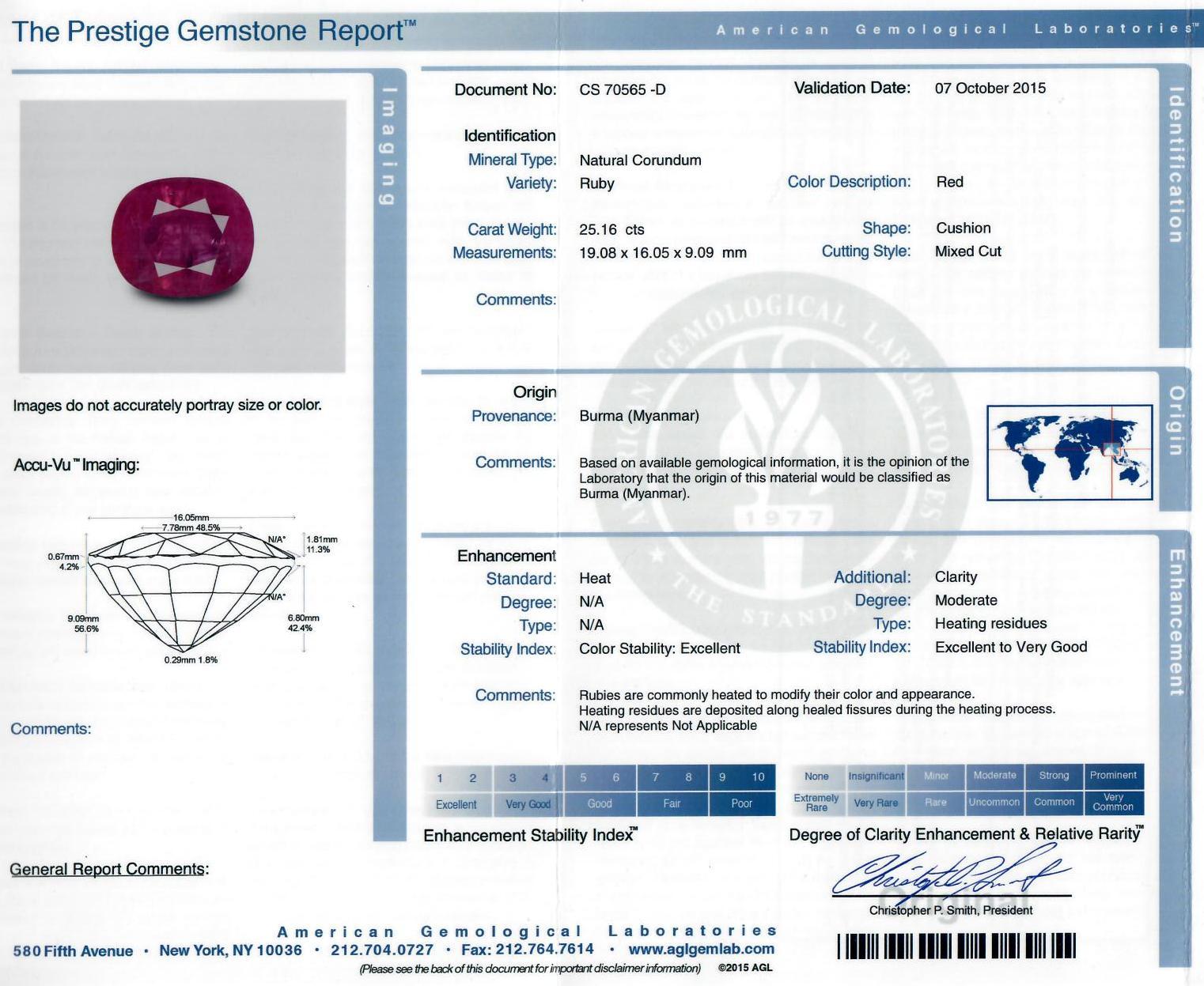 25.16ct Burma Ruby Diamond Platinum Ring SZ 6.25 AGL Certificate For Sale 2