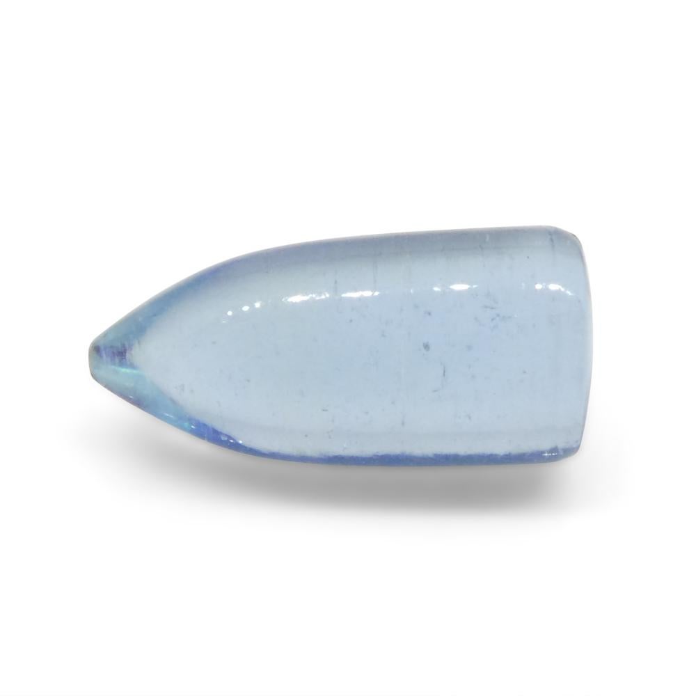 Women's or Men's 2.51ct Bullet Cabochon Blue Aquamarine from Brazil For Sale