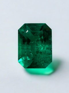 2.51ct Certified Vivid Dark Muzo Green Emerald Cut Colombian Gem May Birthstone