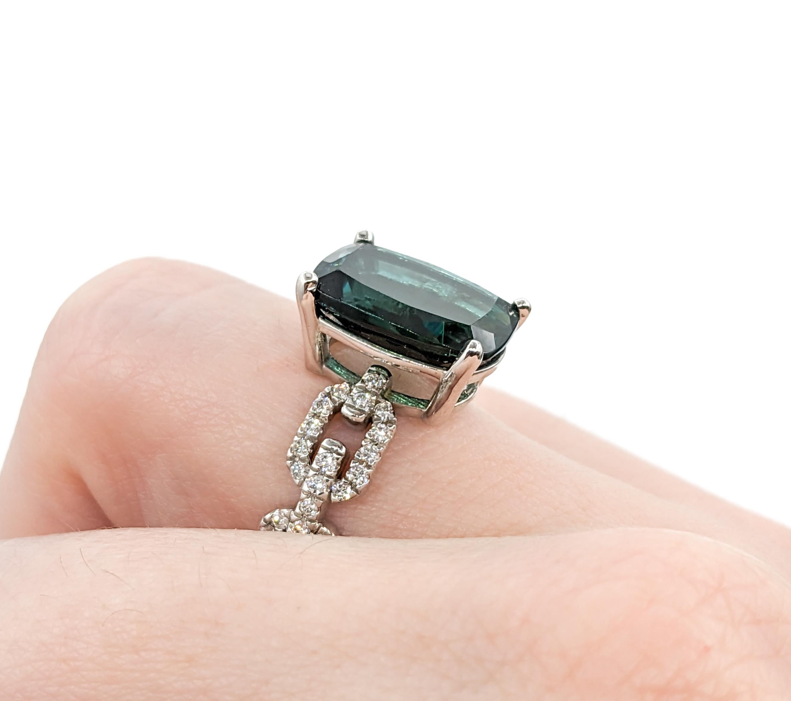 2.51ct Dark Tourmaline & Diamond Ring In White Gold For Sale 1
