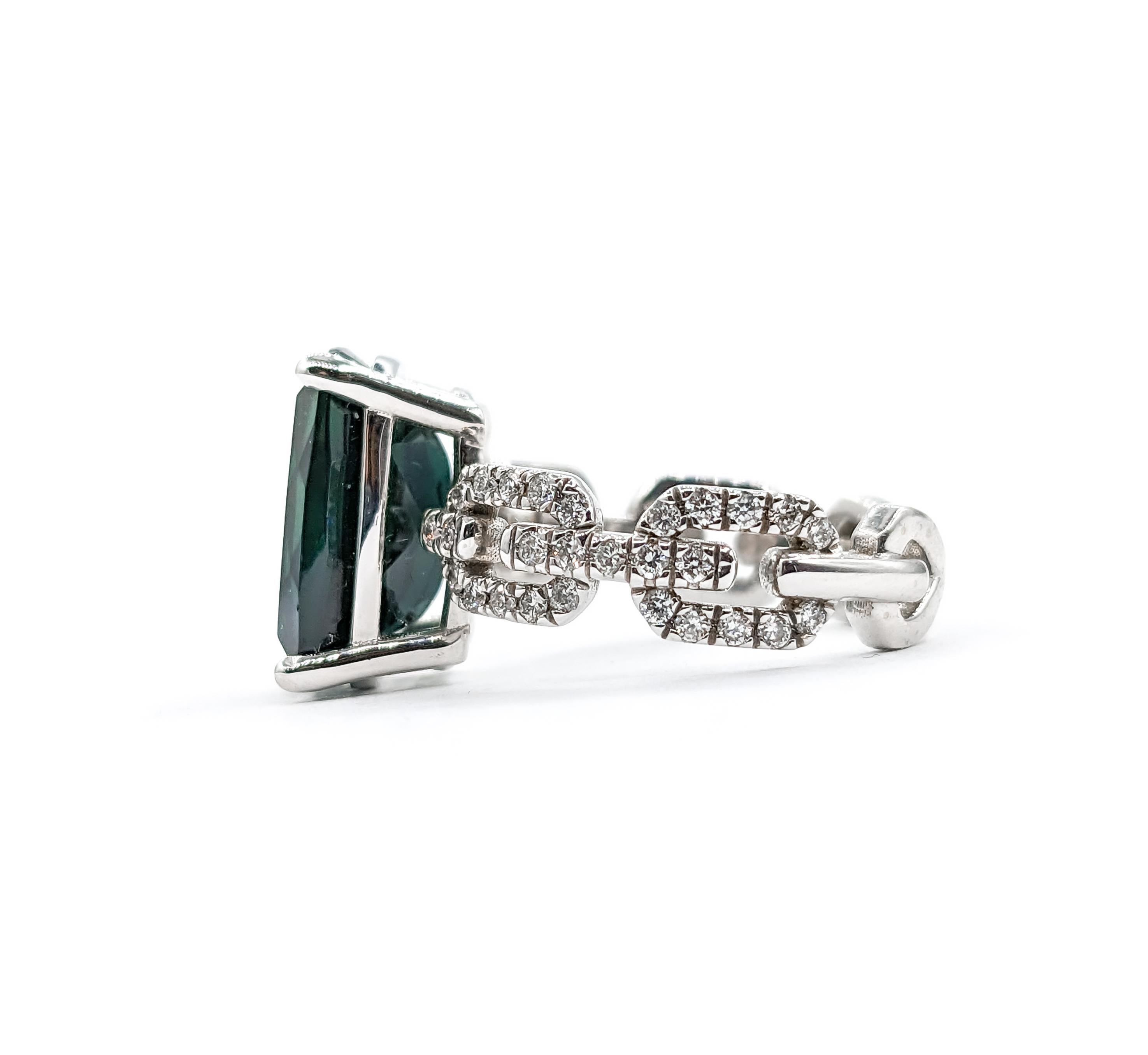 2.51ct Dark Tourmaline & Diamond Ring In White Gold For Sale 5