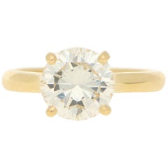 Certified Diamond Solitaire Engagement Ring Set in 18k Yellow Gold