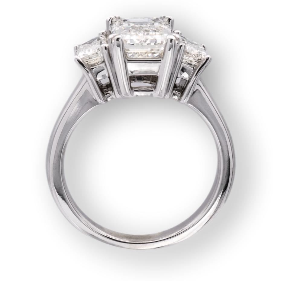 2.51ct. Emerald Cut Three Stone Diamond Engagement Ring I VS1 in Platinum 4
