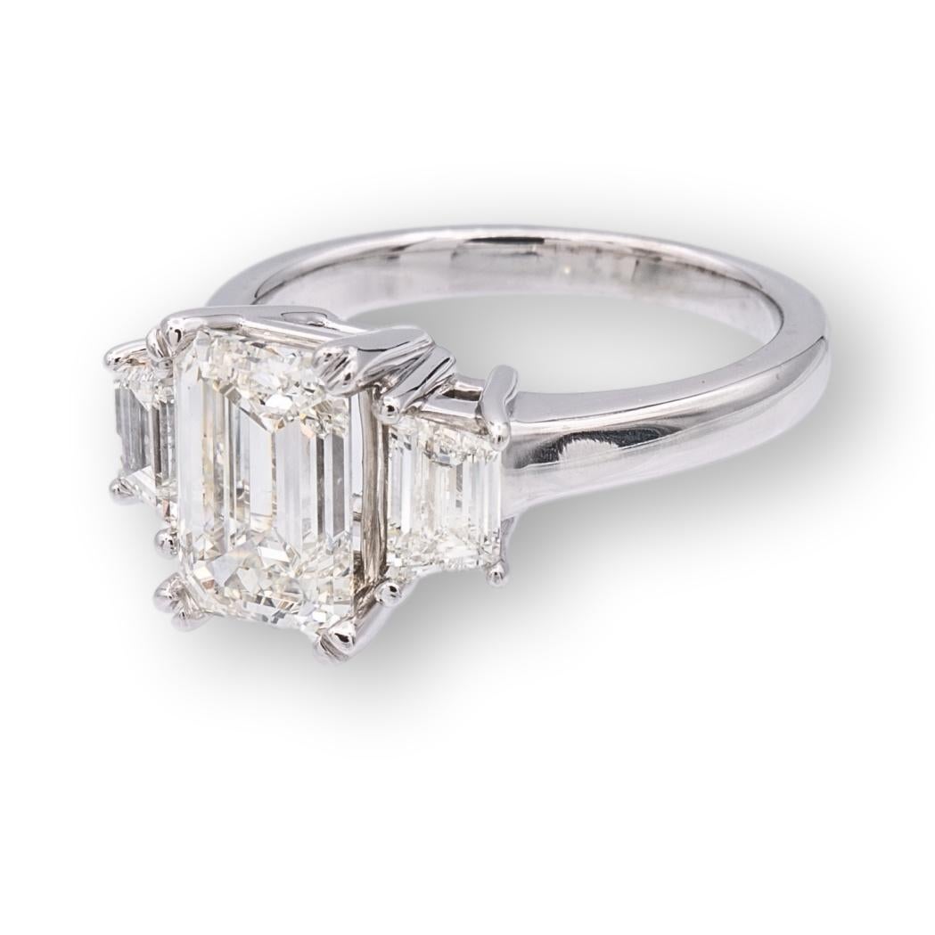 2.51ct. Emerald Cut Three Stone Diamond Engagement Ring I VS1 in Platinum 1