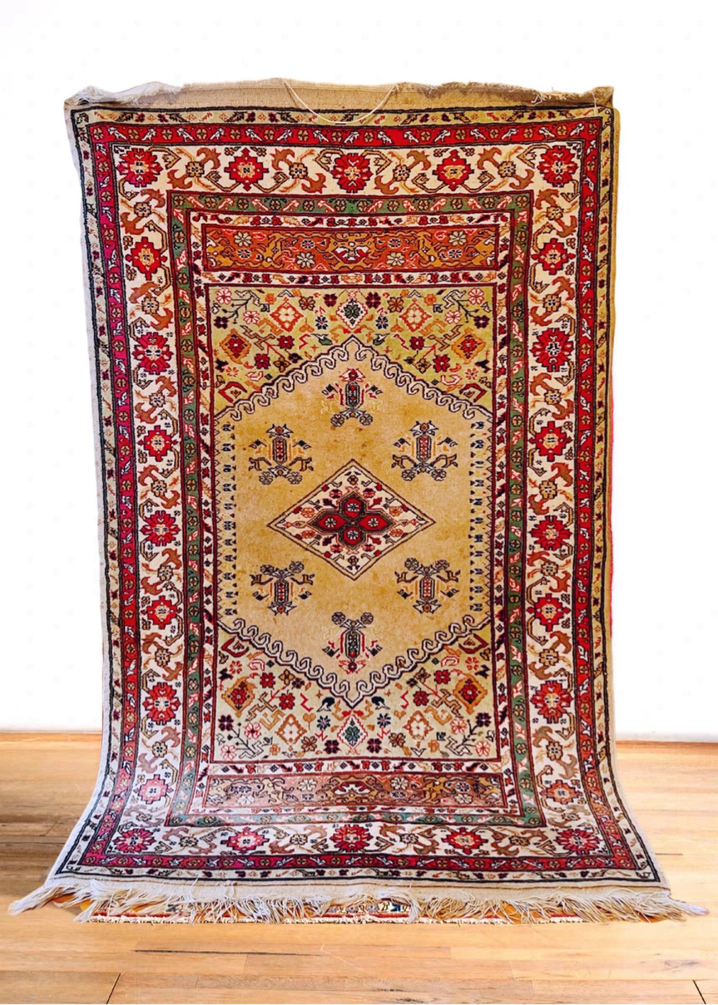 Vintage / Antique Tamaño mediano 251 cm x 148 cm Alfombra persa para cocina / salón, Impresionante diseño vintage de hacia 1920/30s. Alfombra de lana anudada a mano - Tonos vegetales naturales

✔ **Material:** Lana duradera anudada a mano para una