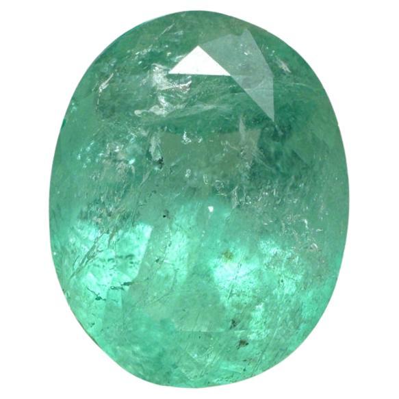 2.52 Carat 10x8 Earthy Bluish Green Colombian Emerald - Oval Cut May Gem