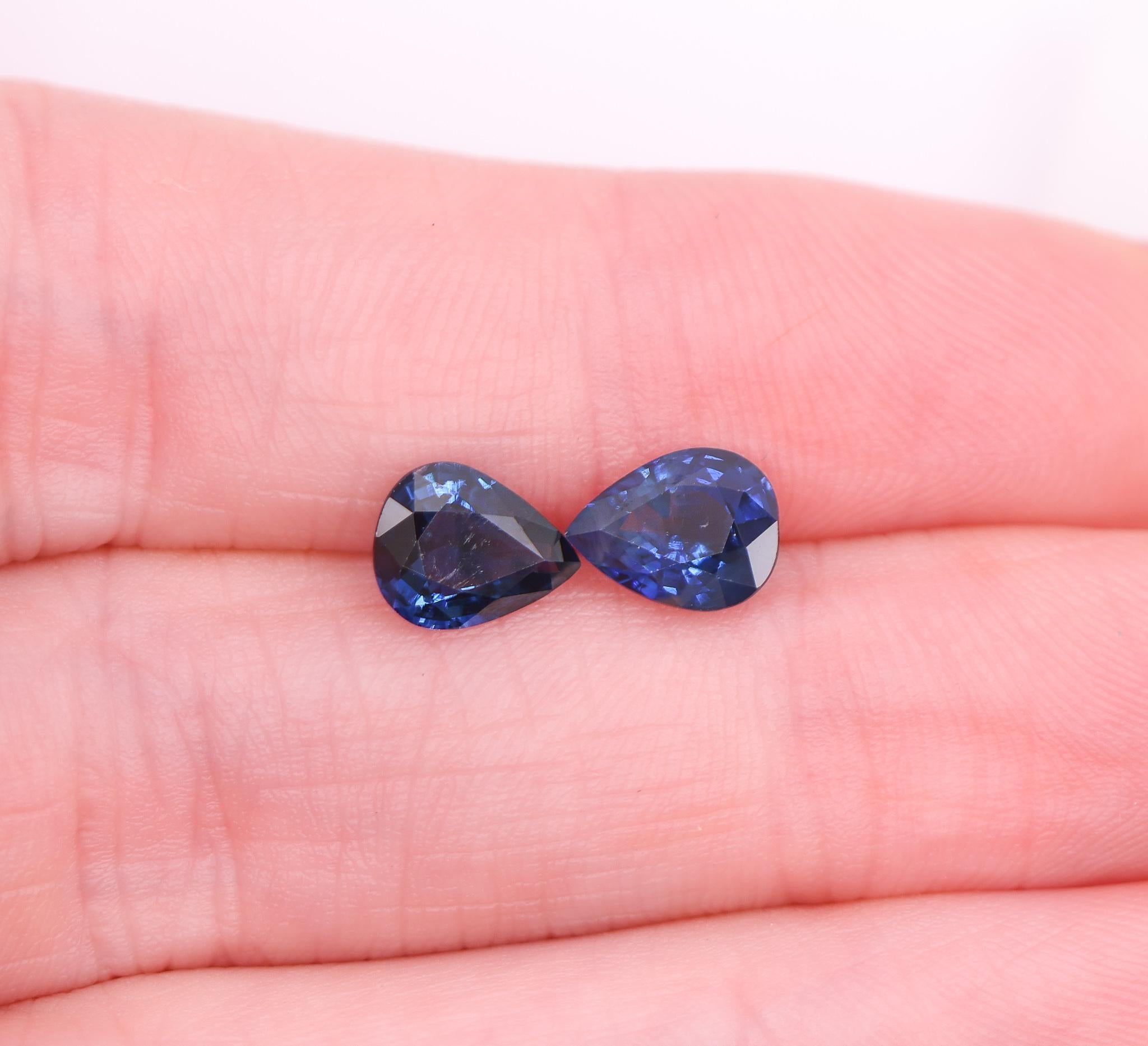 Taille poire Saphir bleu 2,52 carats, pierre précieuse non sertie en forme de poire, 8 x 6 mm en vente