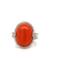 2.52 Carat Coral and Diamond Ring