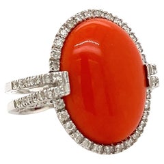 2.52 Carat Coral and Diamond Ring