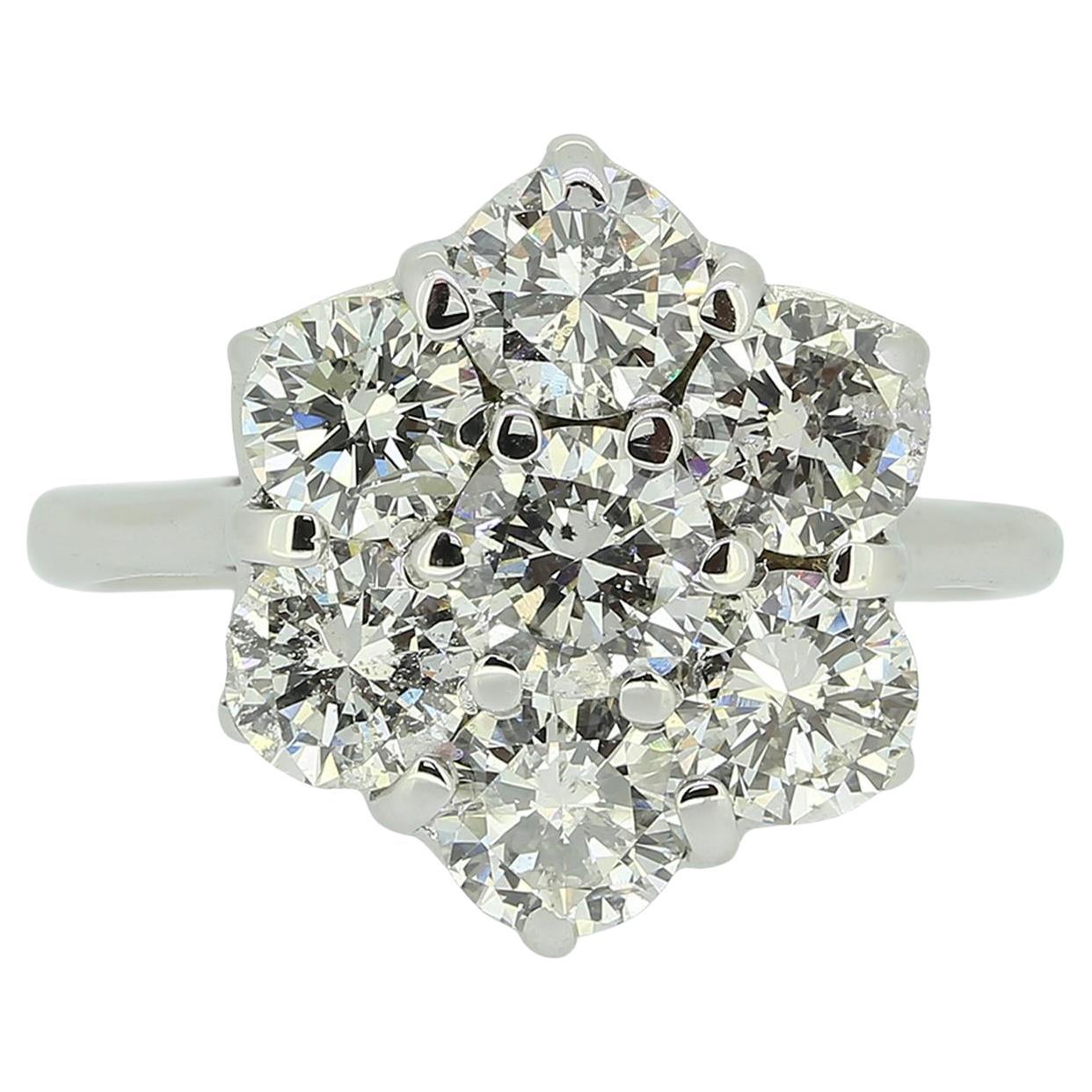 2.52 Carat Diamond Daisy Cluster Ring For Sale