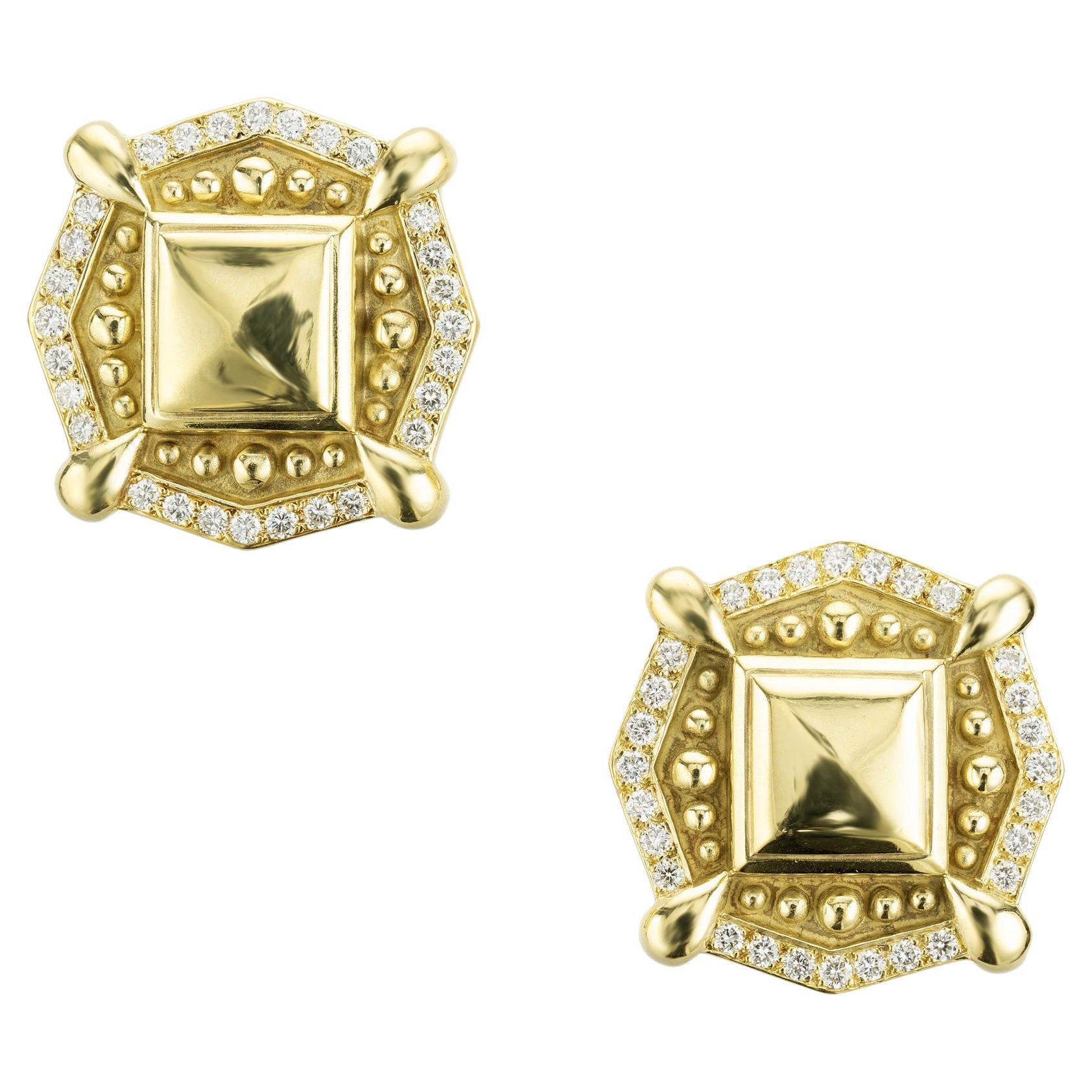 2,52 Karat Diamant Texturiertes Gelbweißgold Clip Post Ohrringe im Angebot