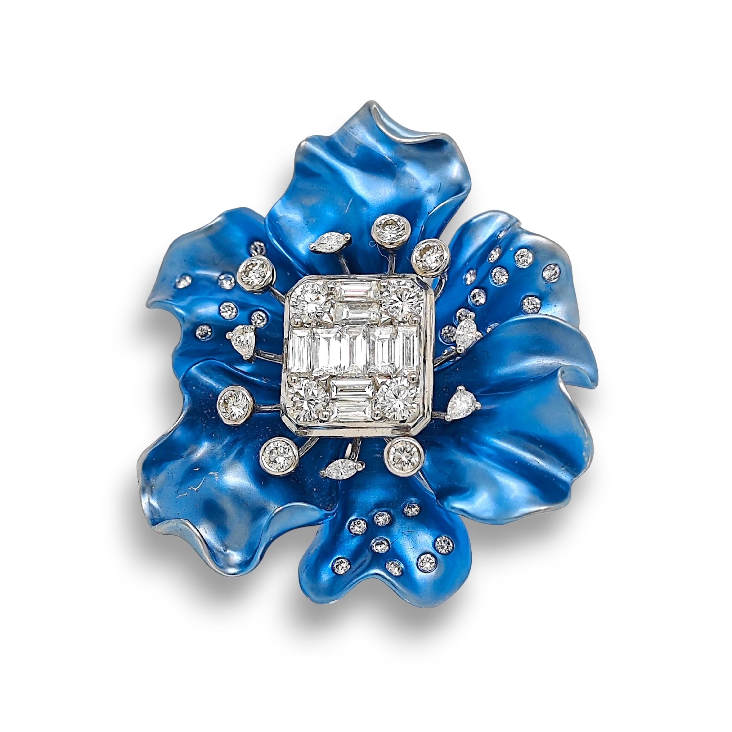 2.52 Carat Diamond White Gold Blue Ring