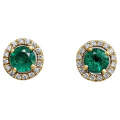 2.52 Carat Emerald and Diamonds Earrings