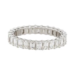2.52 Carat Emerald Cut Diamond Eternity Ring 18 Karat in Stock