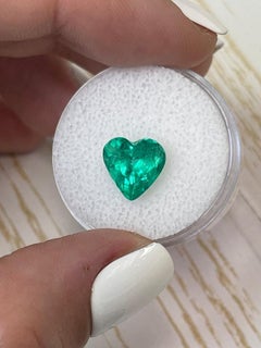 2.52 Carat Heart-Cut Colombian Emerald  Bluish Green Loose Natural Gemstone