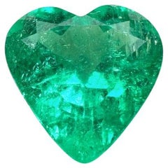 2.52 Carat Heart-Cut Colombian Emerald  Bluish Green Loose Natural Gemstone