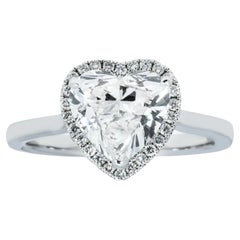 2.52 Carat Heart Shape Diamond Ring Brilliant White 18K Gold Effortless Elegance