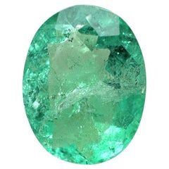 2,52 Quilates Esmeralda Colombiana Mediana Verde Azulado Claro - Talla Oval Mayo Gema
