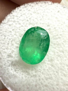 Smeraldo colombiano verde giallastro e muschiato da 2,52 carati - Pietra di nascita di maggio dal taglio ovale